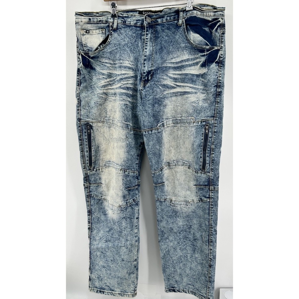 Rocawear Classic Fit Acid Wash Baggy Jeans Blue Men's Size 46x31